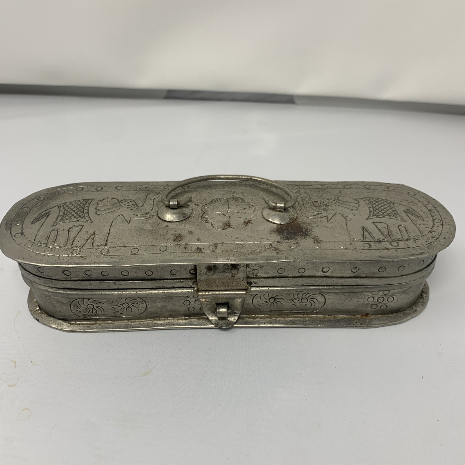 Antique Iron Fine Engraved Handcrafted Tin Box