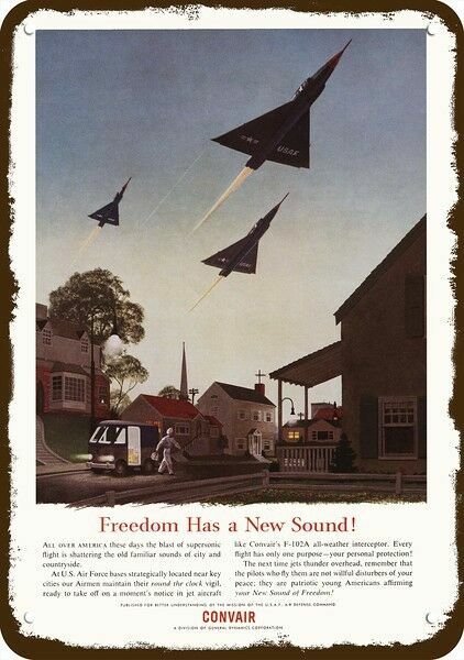 1955 CONVAIR F-102A Air Force Fighter Jet Vnt-Look DECORATIVE REPLICA METAL SIGN