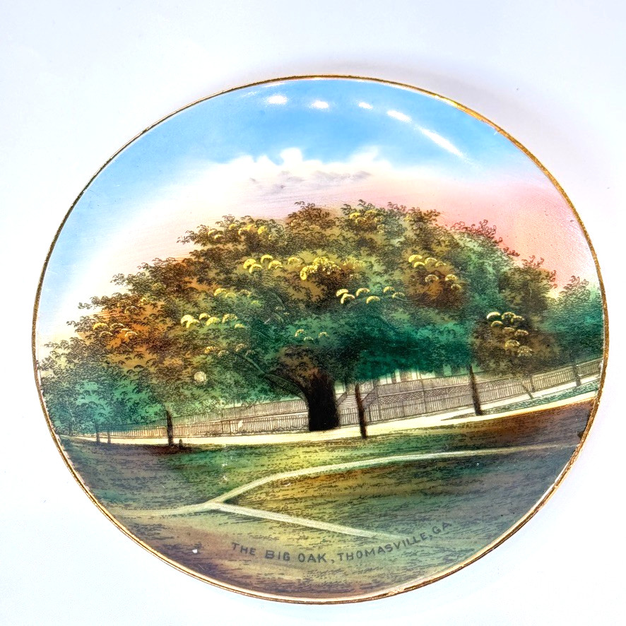 THOMASVILLE Big Oak GA GEORGIA Antique Souvenir China TRINKET DISH PLATE