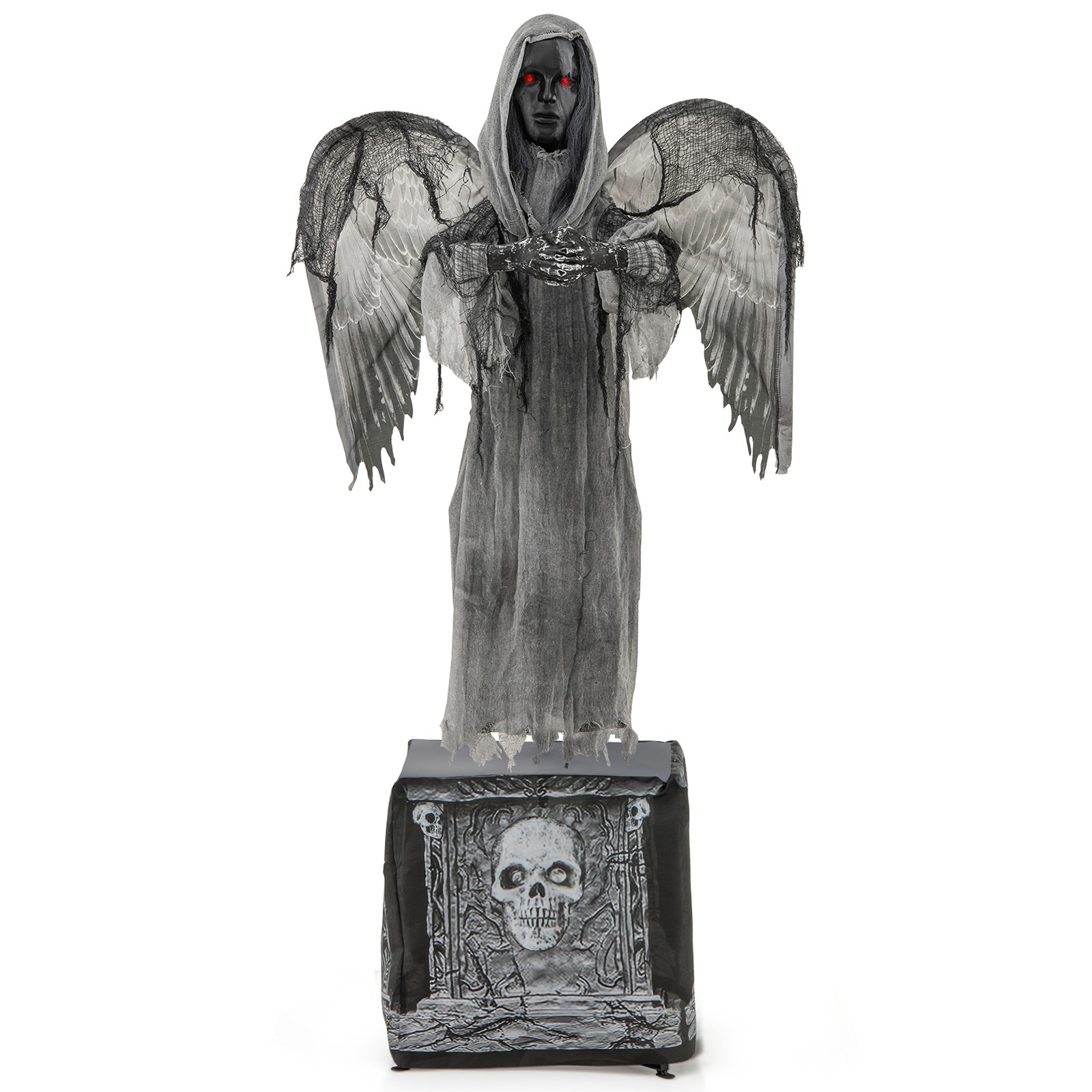 5.5ft Halloween Animatronic Decoration Praying Angel Statue w/ Light Up Eyes