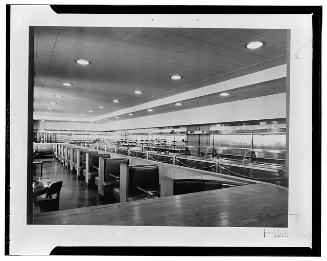 Photo:1940s Modern Restaurant Interior Booths Counter Service Dining Room