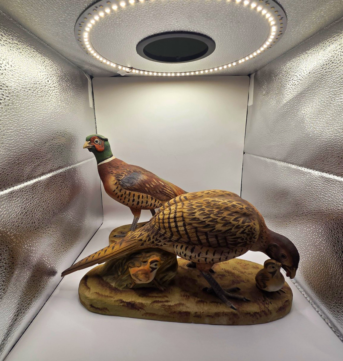 Andrea by Sadek Hand Painted Signed Ceramic Pheasant Figurines Set of 2
