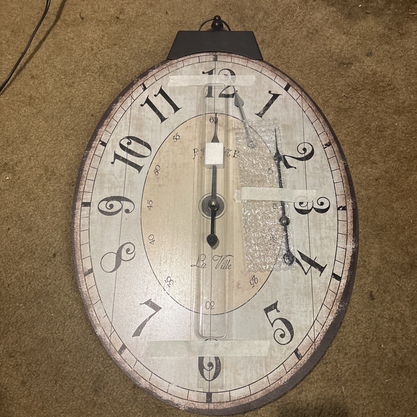 Vtg.  France La Ville Clock Art Deco Pedestal Base La Salle France Hand Clock 