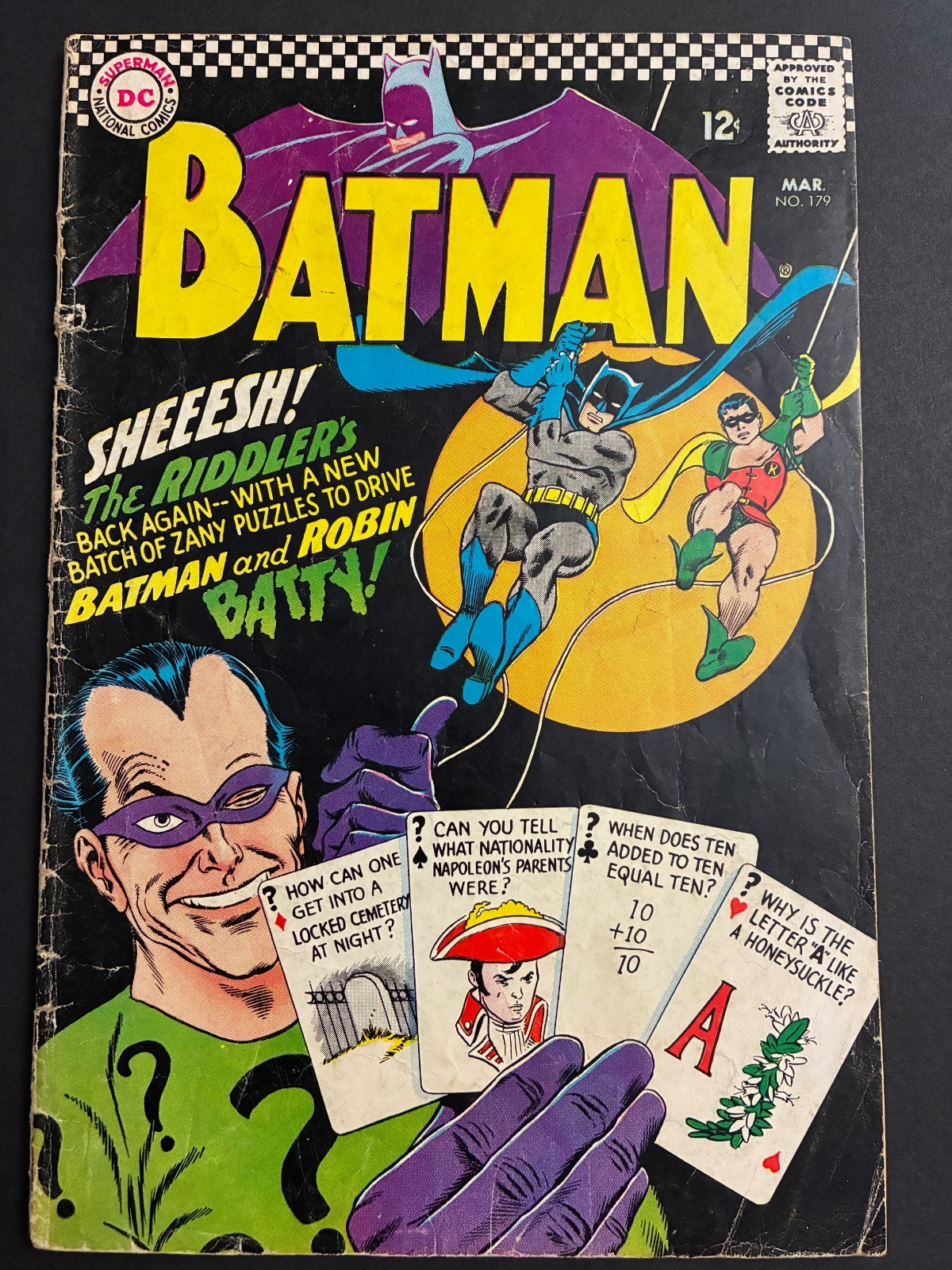 Batman 179 GD-VG (see descrip) -- 2nd Silver Age App. of Riddler 1966