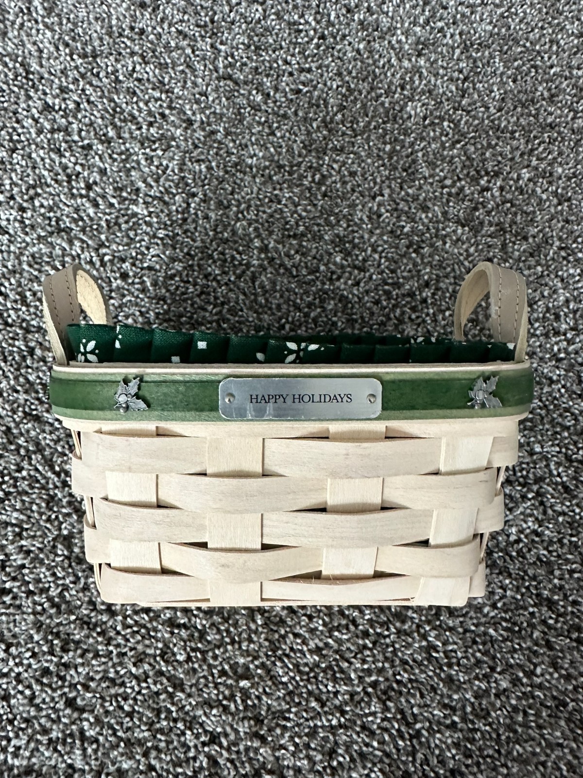 Longaberger Happy Holidays Basket- 2007 - Leather Handles - Liner - 2 Protectors