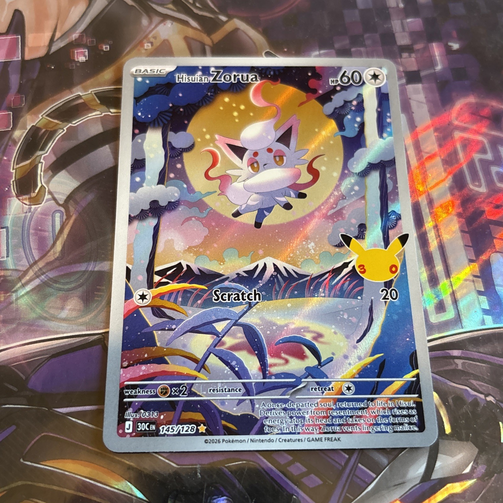 Pokémon TCG 30th Anniversary 145/128 Hisuian Zorua Illustration Rare | Near Mint