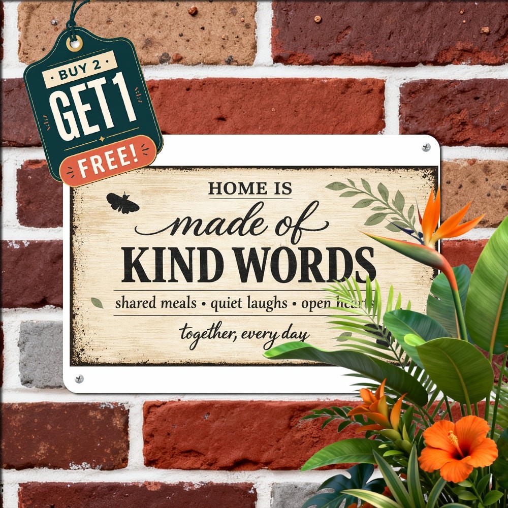 Family Slogan Serif Lettering Metal Sign Vintage Home Wall Art Decor