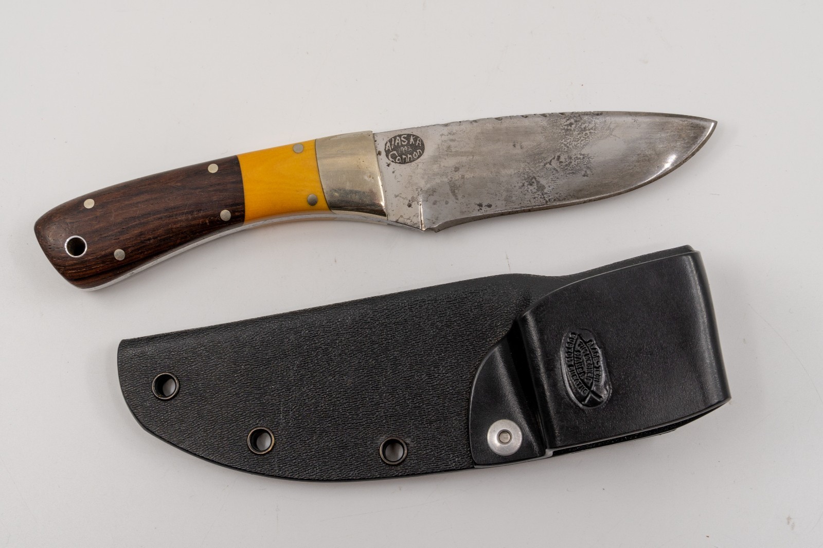 Vintage 1992 Ray Cannon Custom Alaska Handmade Hunting Knife & Leather Sheath