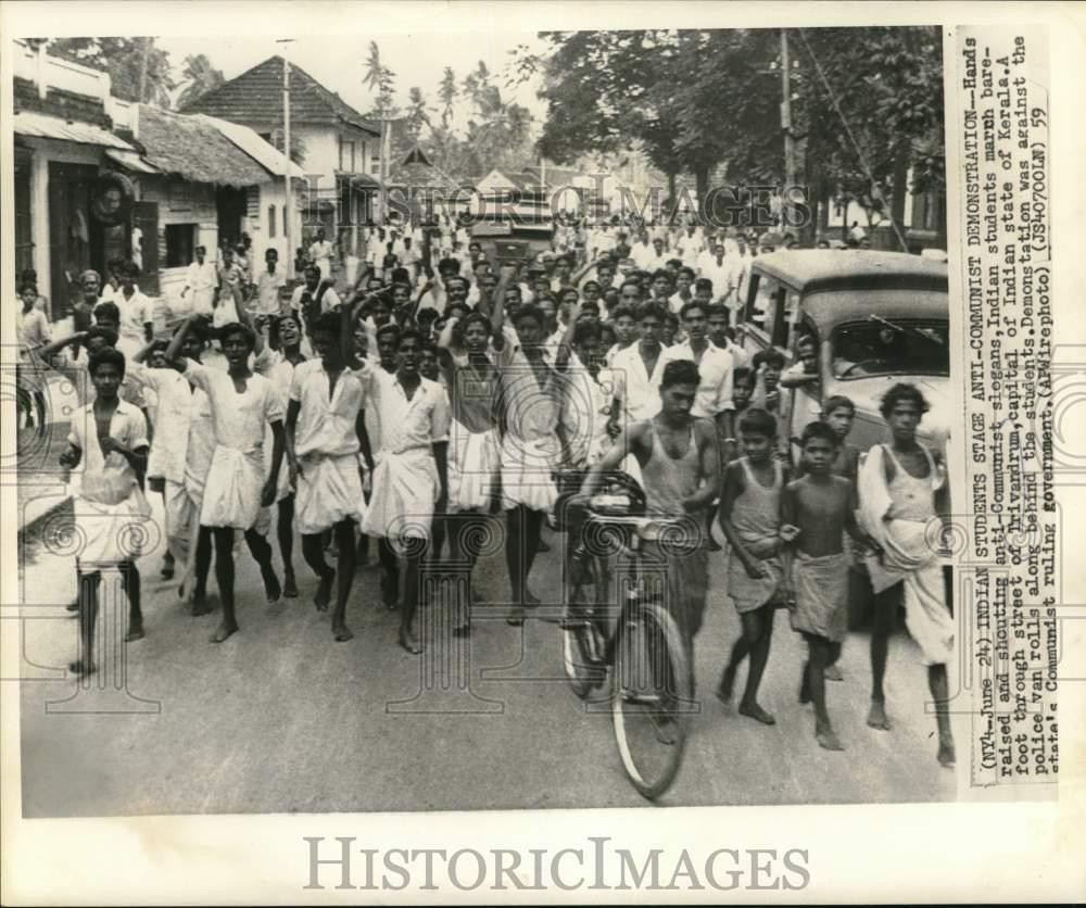 1959 Press Photo Indian students stage anti-communist demonstration in India.