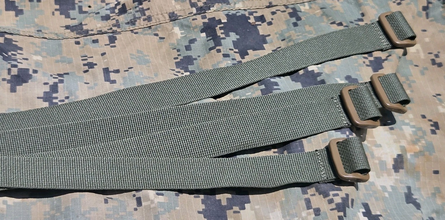 FOUR (4) US Military General Purpose Straps, Camo Green , Woodland Green, MOLLE