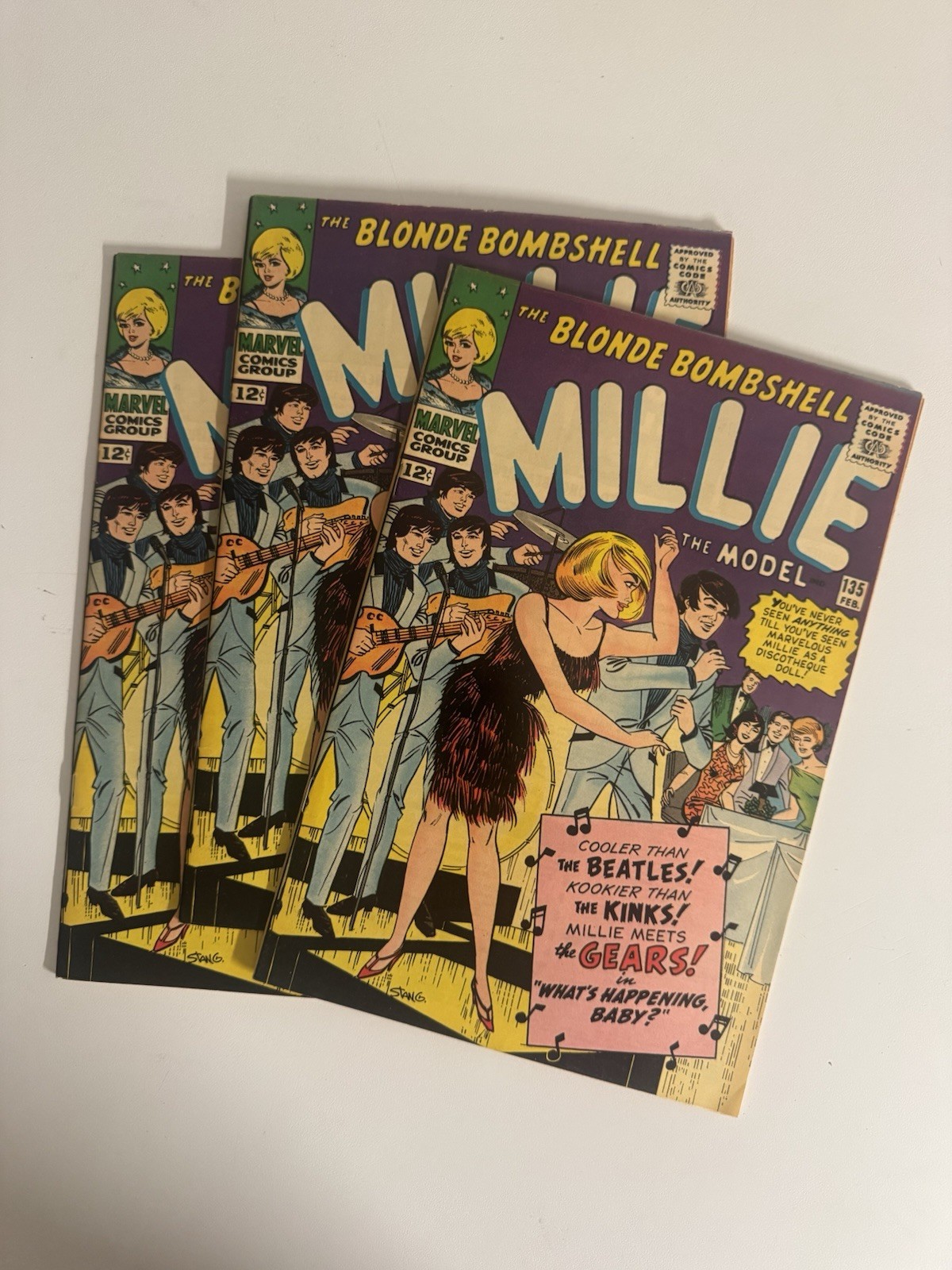 Millie The Model #135 1965 1st Gears Beatles Band - Marvel Comics - Lot of 3 Millie The Model #135 1965 1st Gears Beatles Band - Marvel Comics - Lot of 3