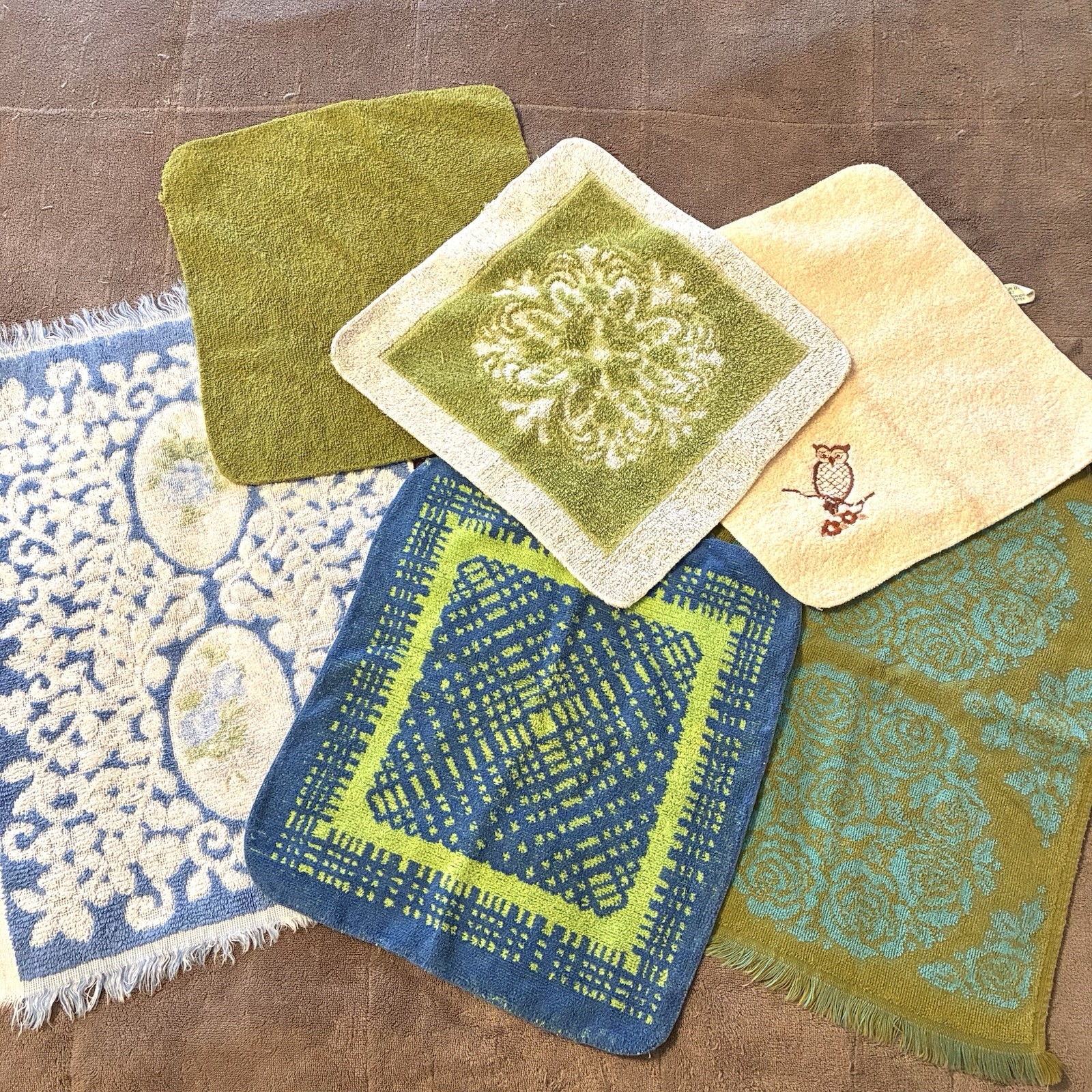VTG Lot of 6 Mod MCM Fieldcrest Cannon Sears Bathroom Decor 70s Washcloth lot