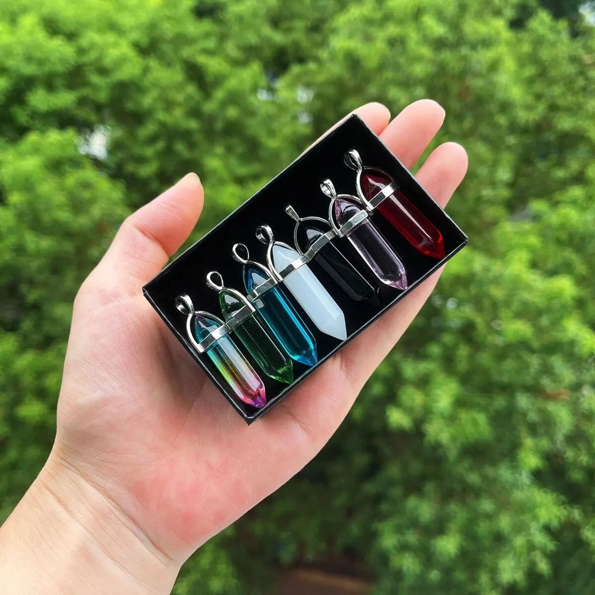 7pcs Hexagonal Chakra Crystal Set Bullet Shape Healing Beads for Jewelry - NEW 7pcs Hexagonal Chakra Crystal Set Bullet Shape Healing Beads for Jewelry - NEW