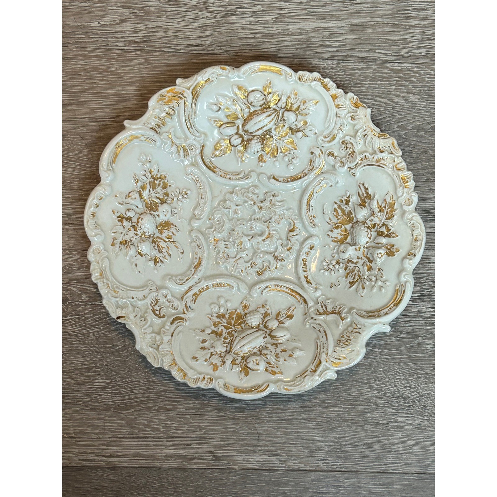 Meissen Leuteritz Rococo Relief Gold Fruit Cabinet Plate 9