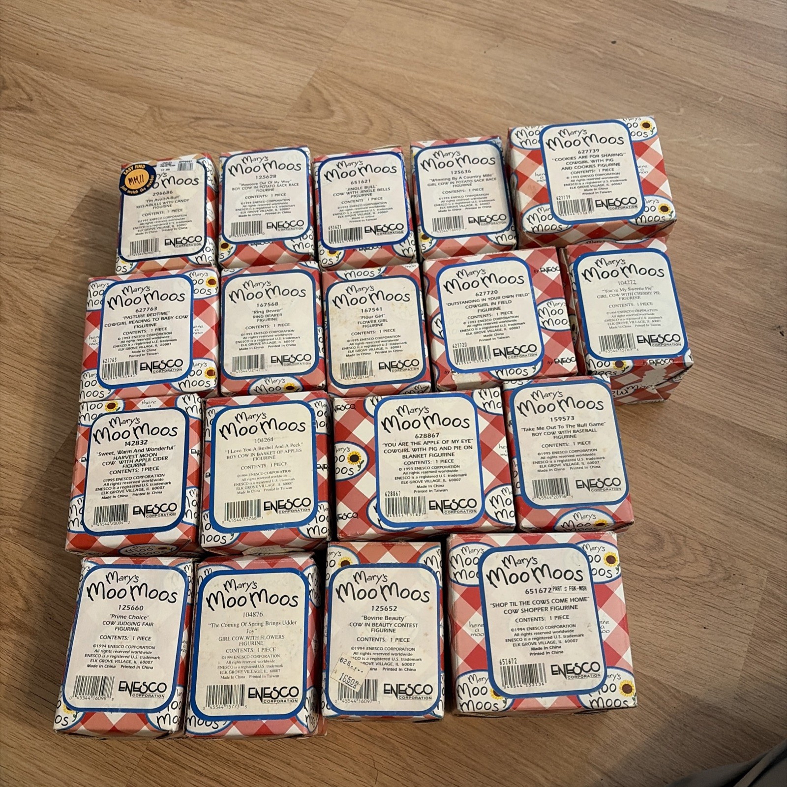 Enesco Mary’s Moo Moos Lot of 18 Cow Figurines Collectibles with Original Boxes