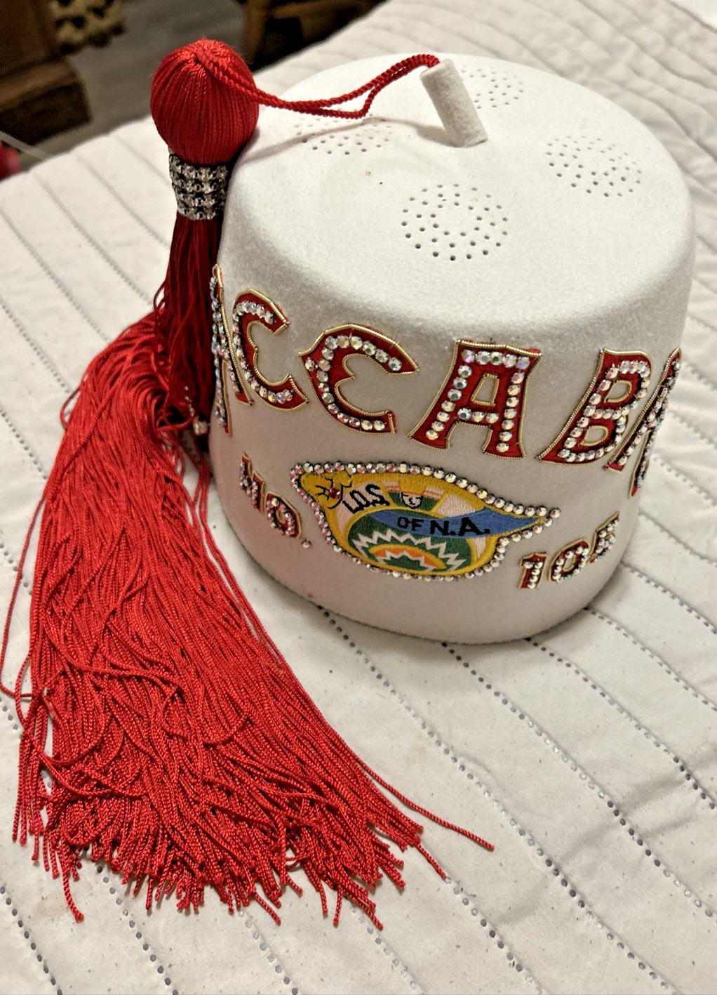 Vintage Ladies Shriners Masonic Jeweled Fez ACCABA Richmond, Va #105