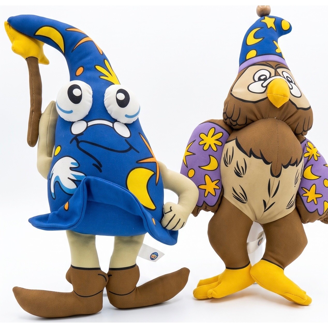 Vintage 00s Celestial Wizard Plush Window Clinger Set Hat & Owl Suction Cup Pair