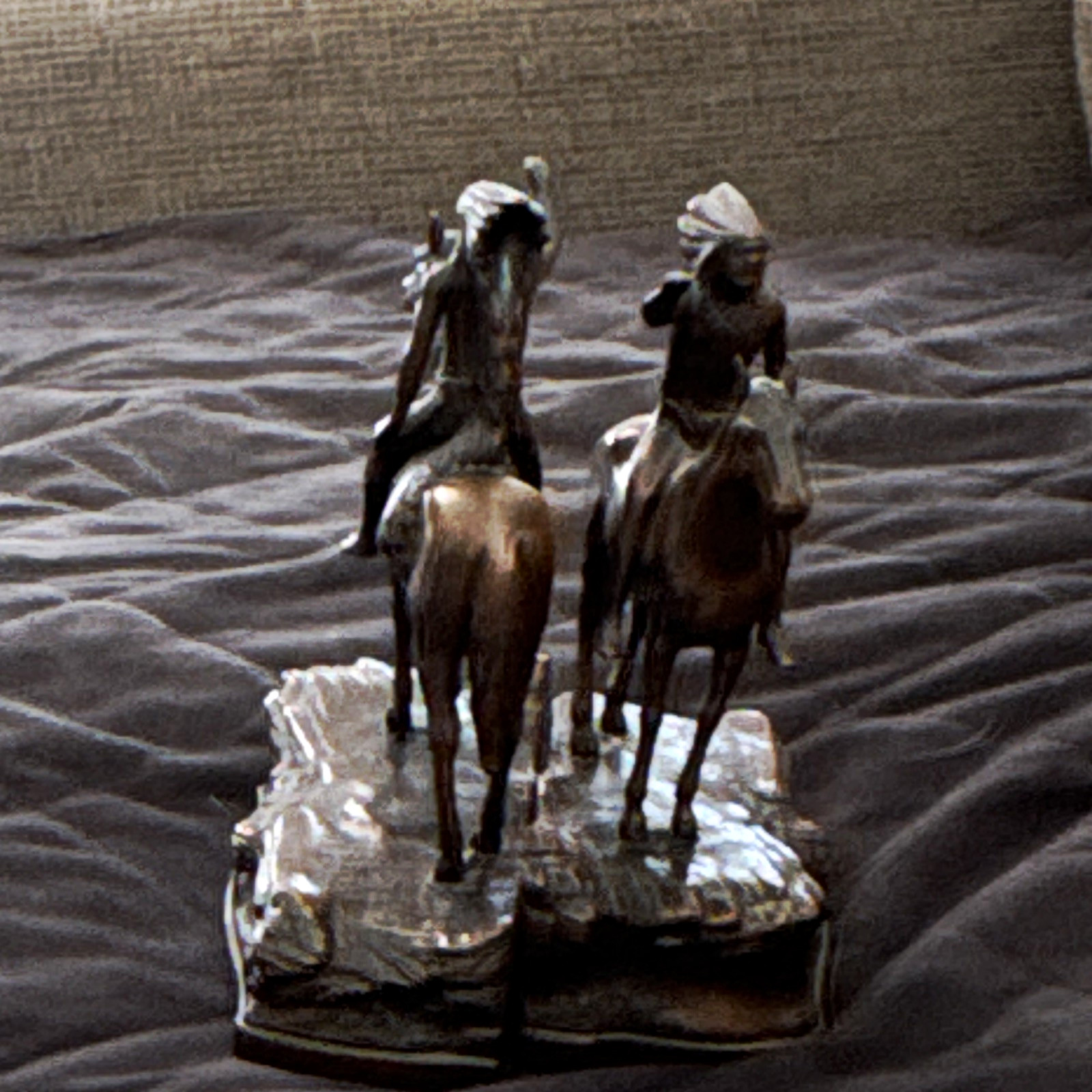 Antique Jennings Brothers Bronze Native American on Horseback bookends Set of 2