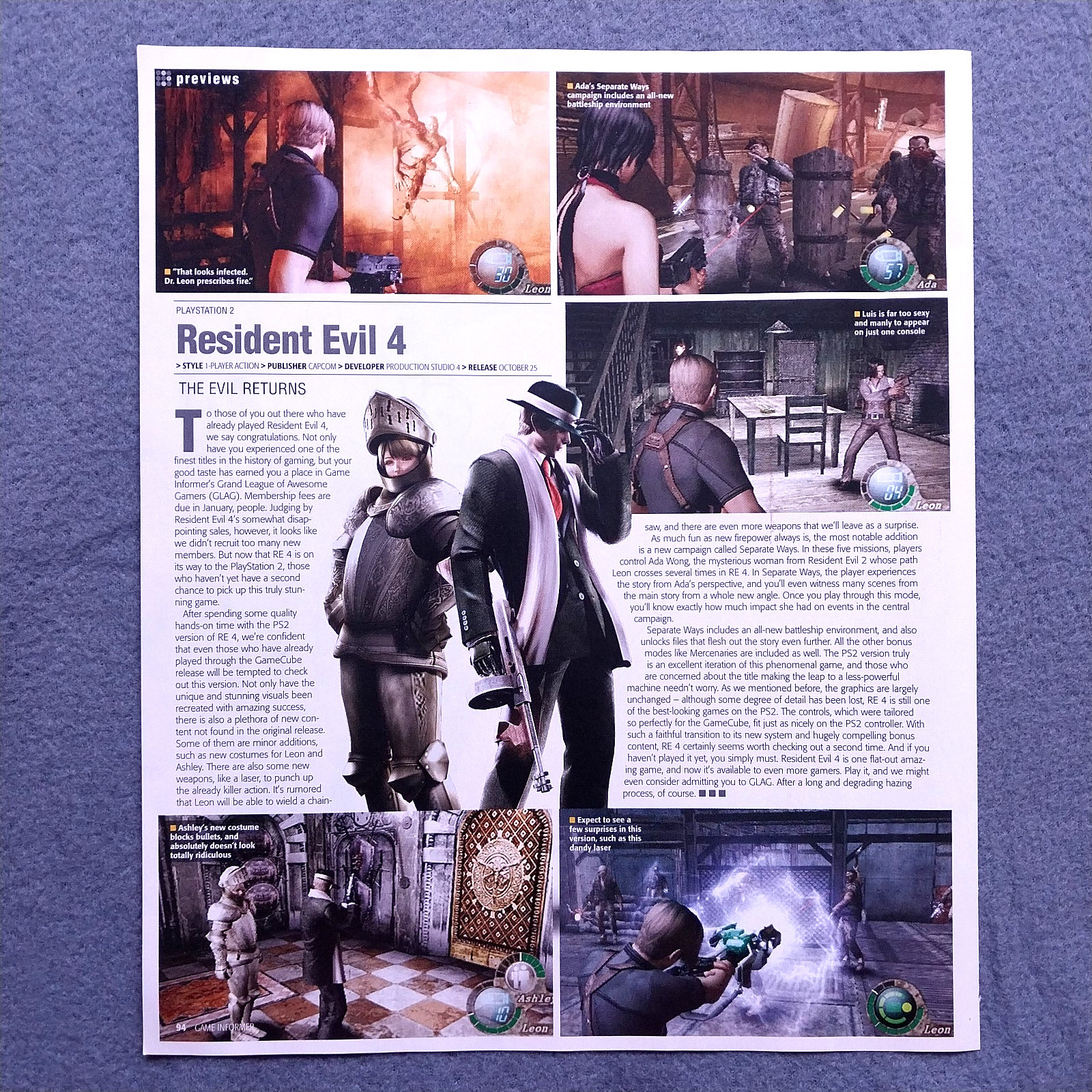 2005 Resident Evil 4 Game Preview Promo Vintage Original Magazine Print Article