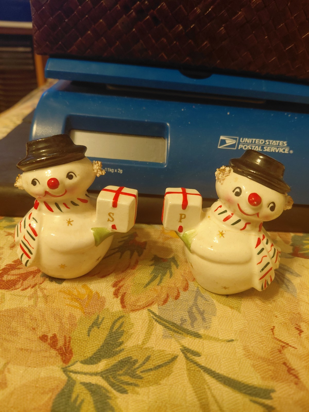 Vintage Holt Howard 1950's Christmas Japan Snowmen Salt Pepper Shakers Mcm Cute