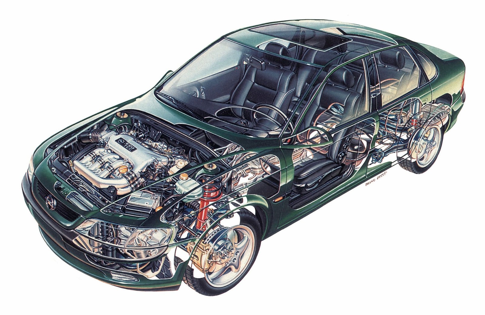 Cars opel vectra 1995 technical Art Print Poster 11x17