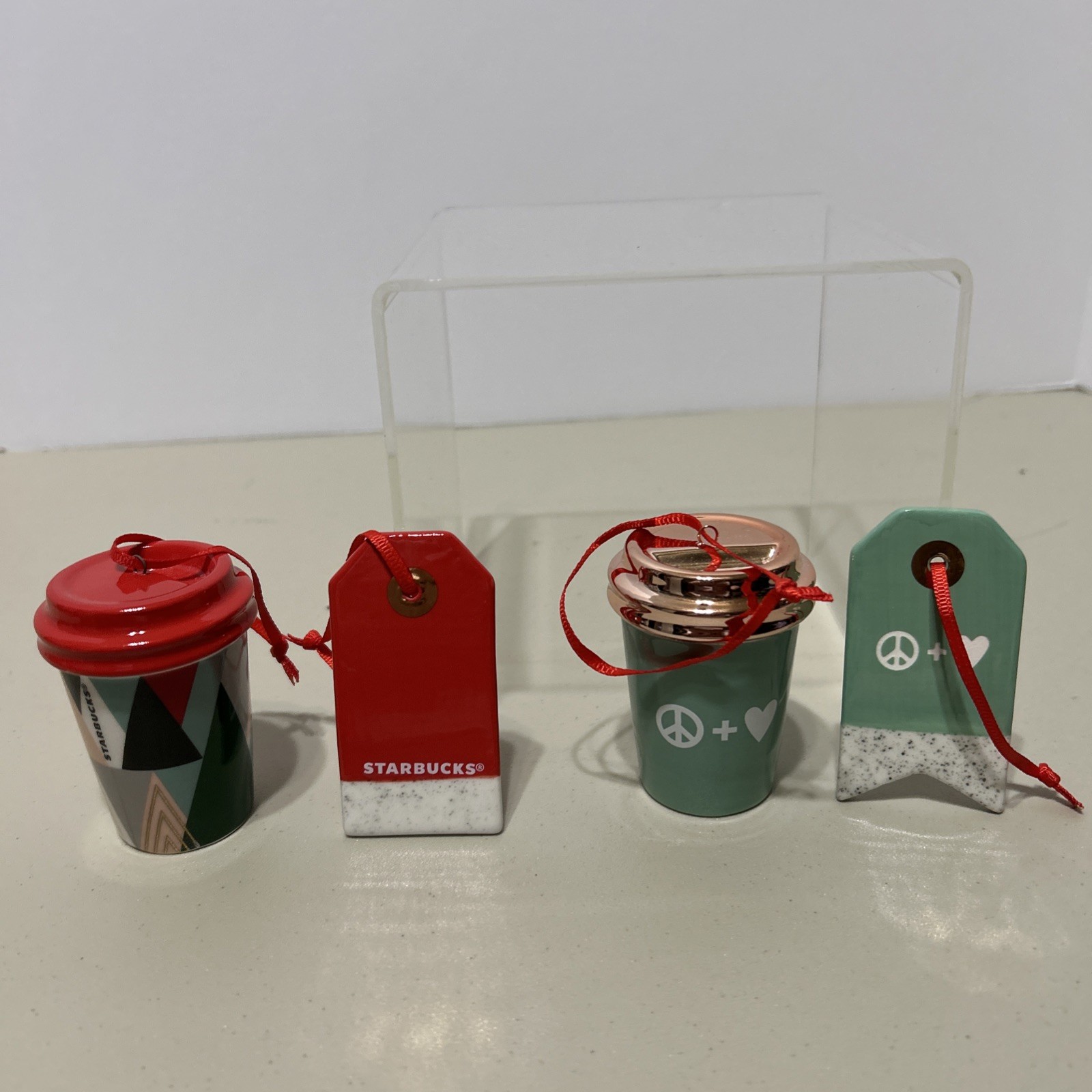 Lot Of 4 Starbucks Ornaments From 2017