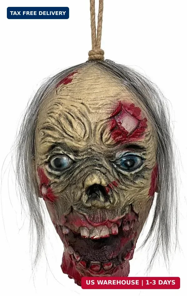 Scary Halloween Decorations Life-Size Bloody Zombie Head Prop
