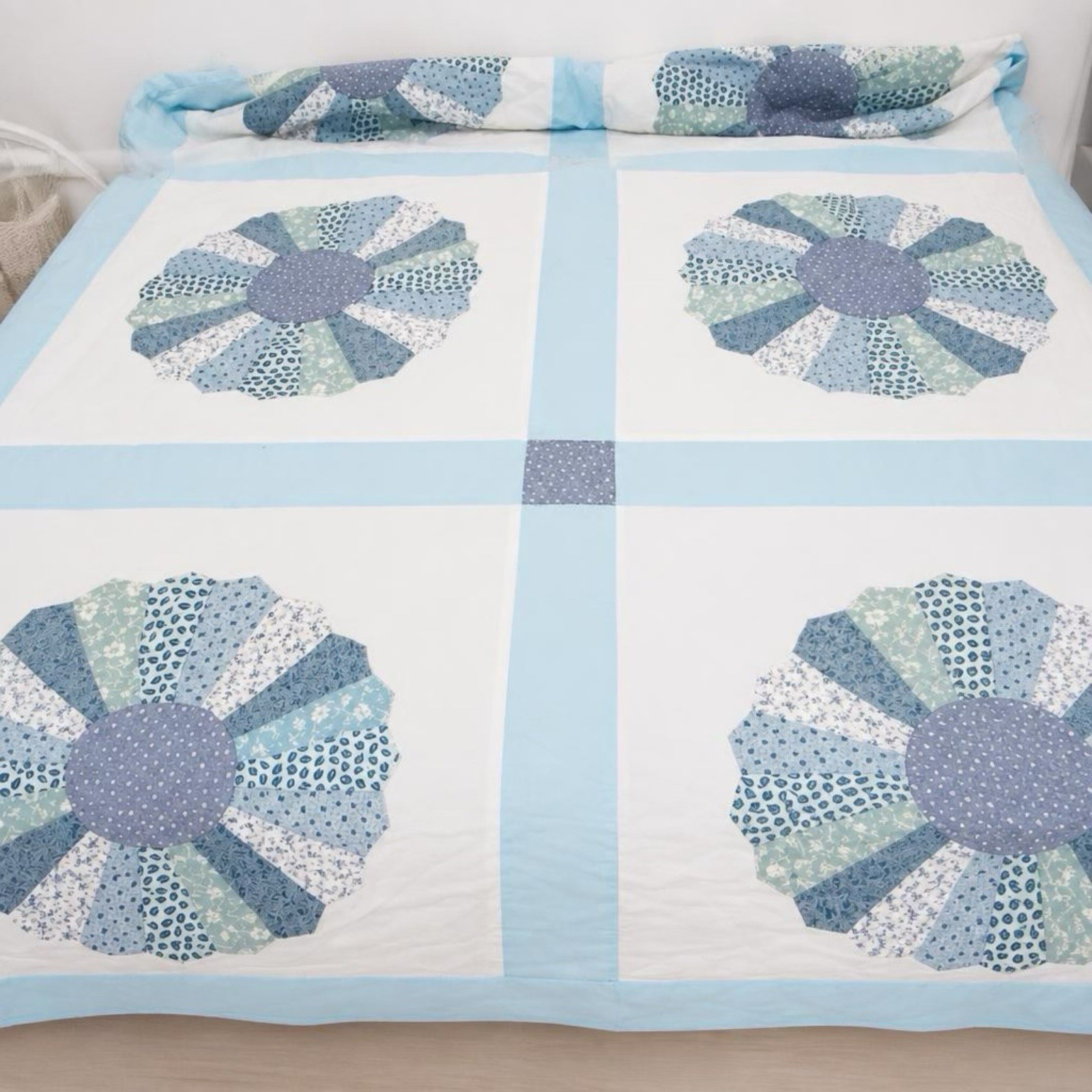 VTG KING SIZE Cotton Patchworks BEDSPREAD 80x96” bed spread Handmade Cottagehome