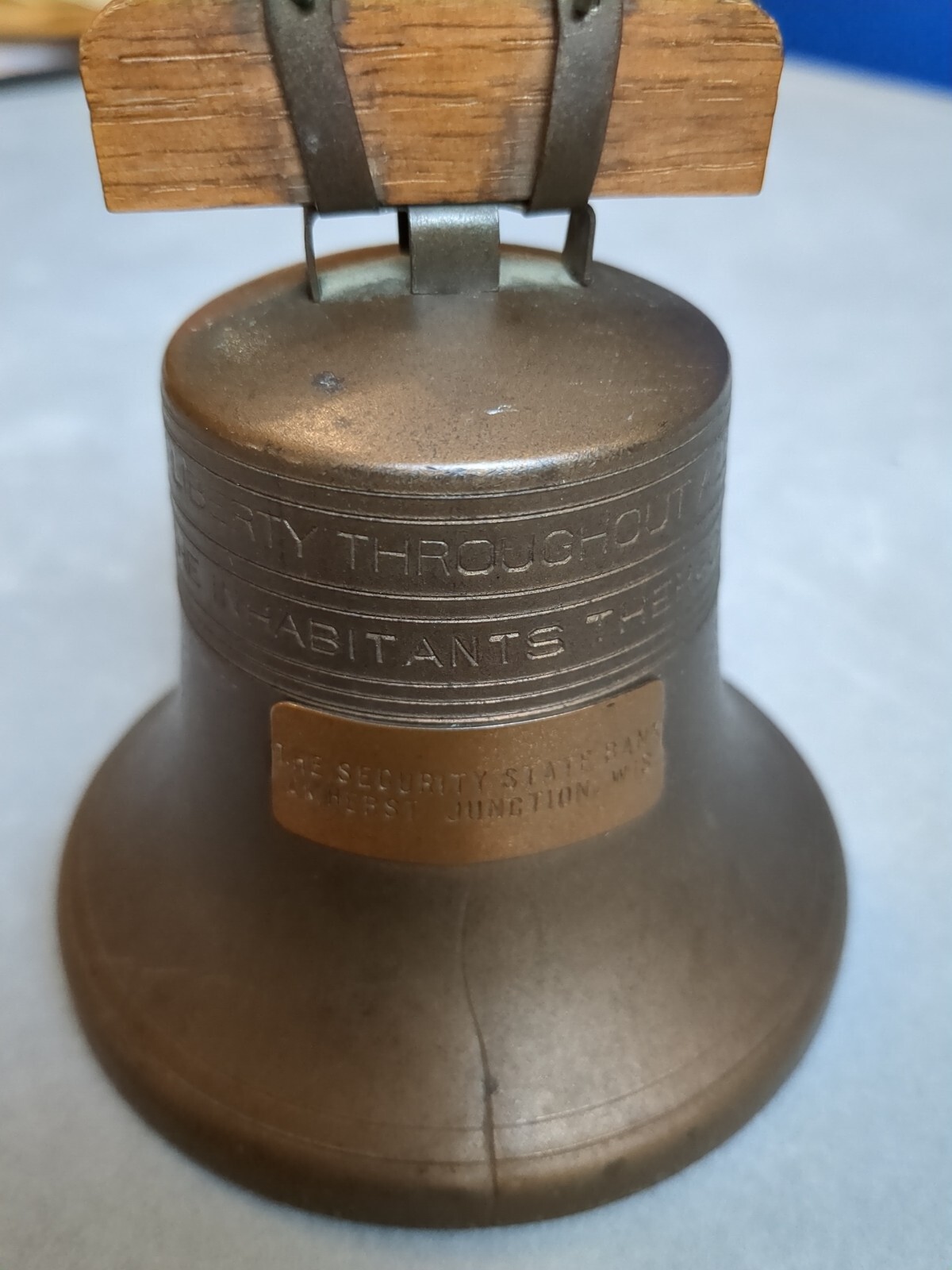 ANTIQUE 1919  BANKERS S & C SYSTEM METAL LIBERTY BELL BANK (G3)