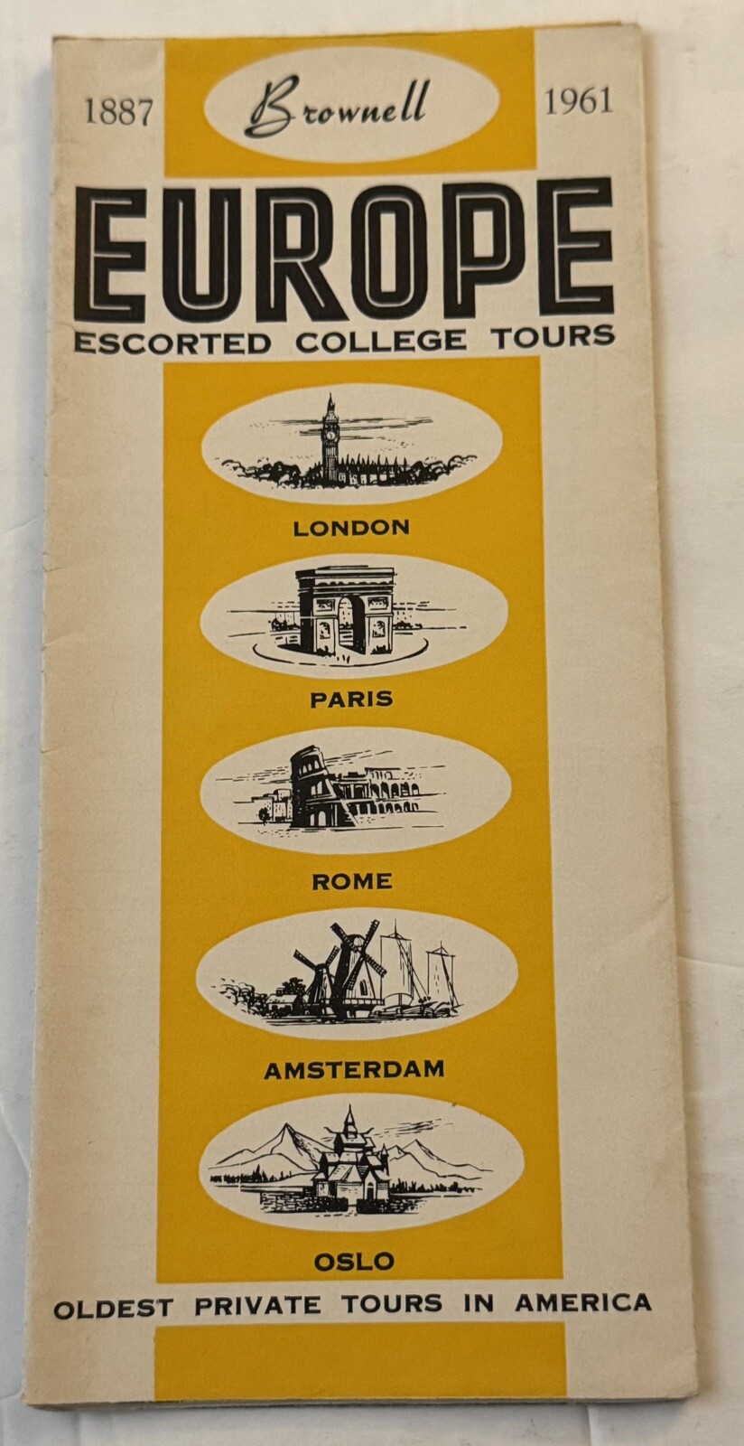 Vintage 1961  Brownell Europe Escorted College Tours Travel  Booking Brochure