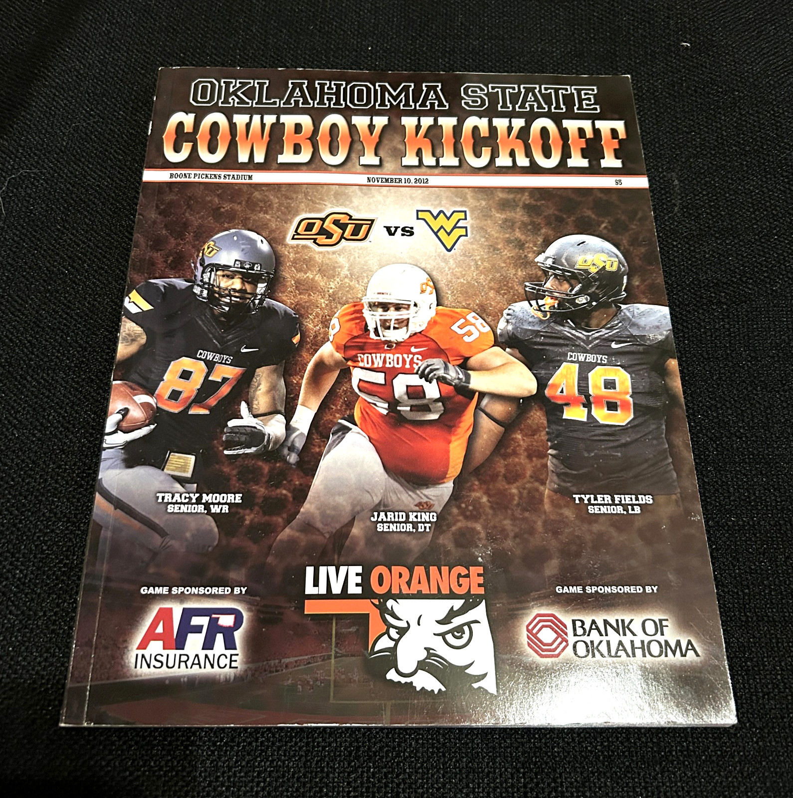 NICE Oklahoma State University vs West Virginia football game program 2012 - OSU