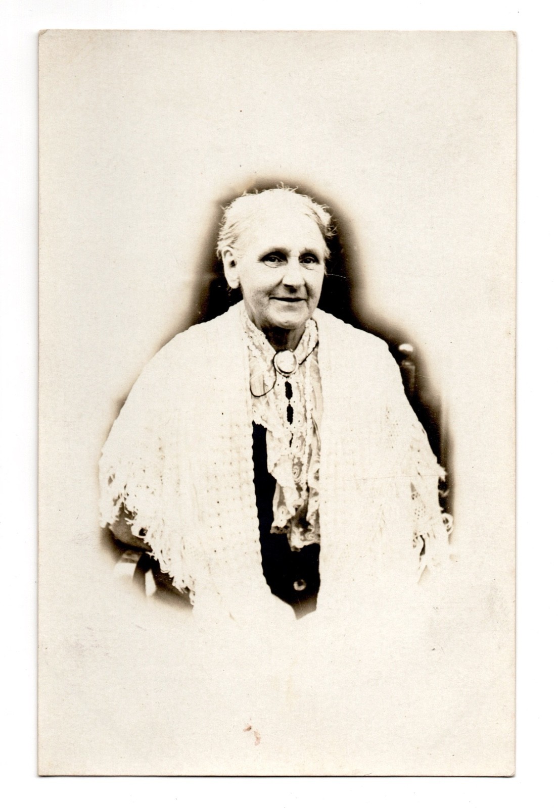 Elderly Senior Woman Dress Shawl Brooch Real Photo Postcard RPPC Unposted