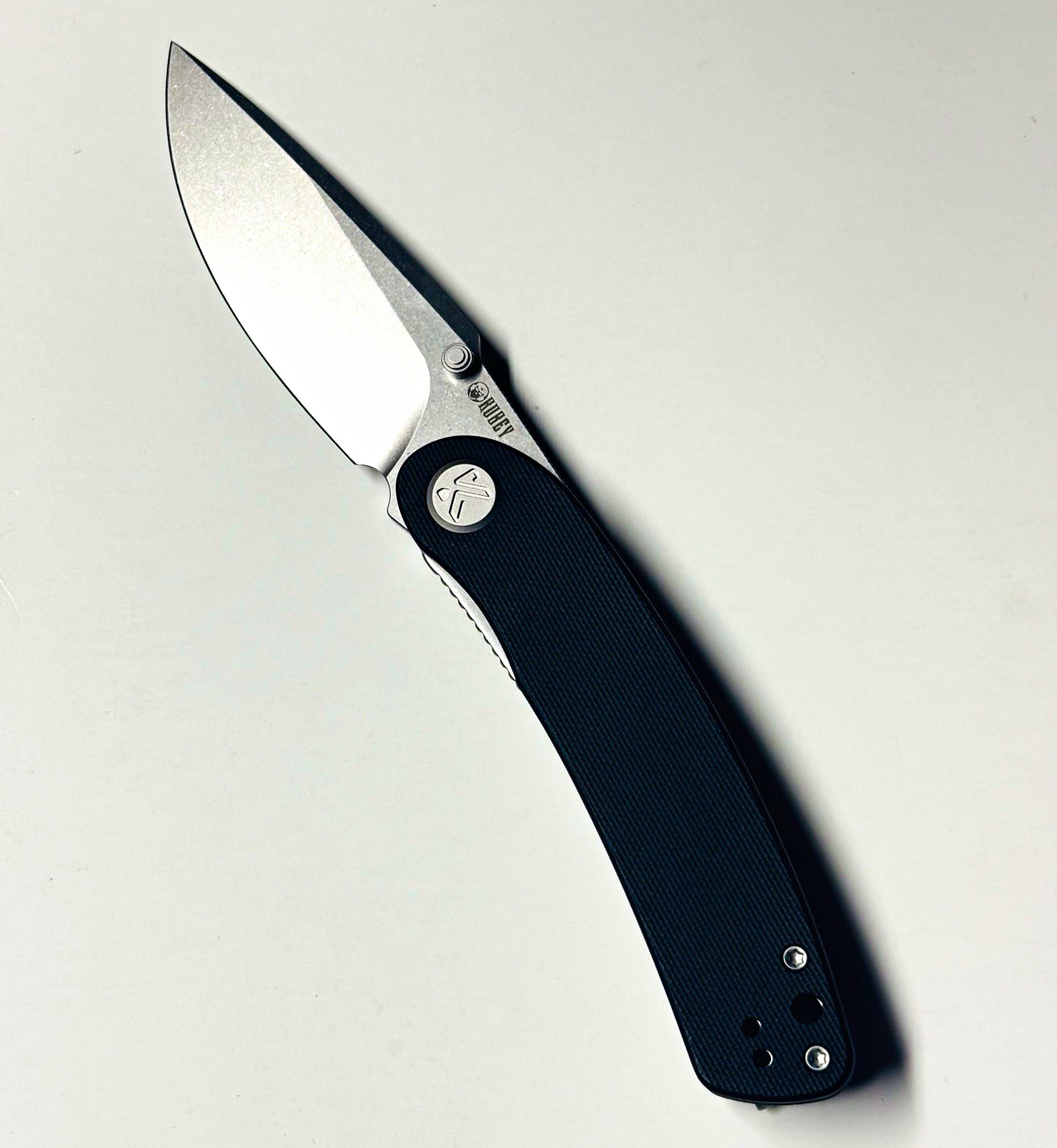 Kubey Momentum Folding Knife 3.375” Steel Drop Point Blade Black G10 EDC NEW
