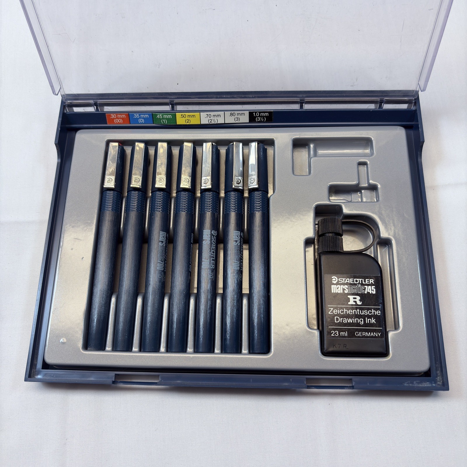 Staedtler Mars 700 Technical Drafting Pen Set 7 Pens, Germany Vintage O-474