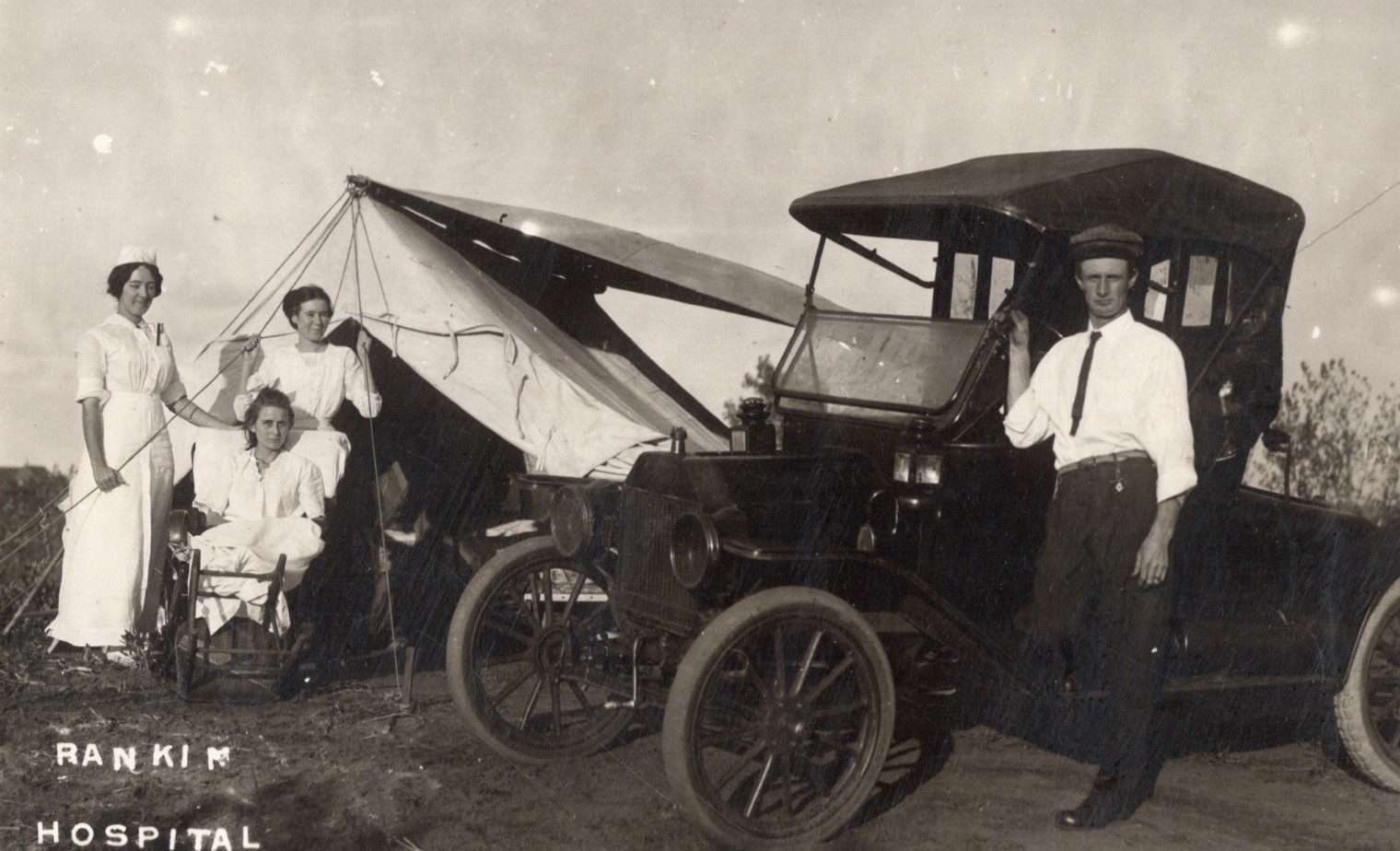 1913 RPPC Rankin Oklahoma Hospital Tent Car Dr. Cary Signed Antique Medical Hist
