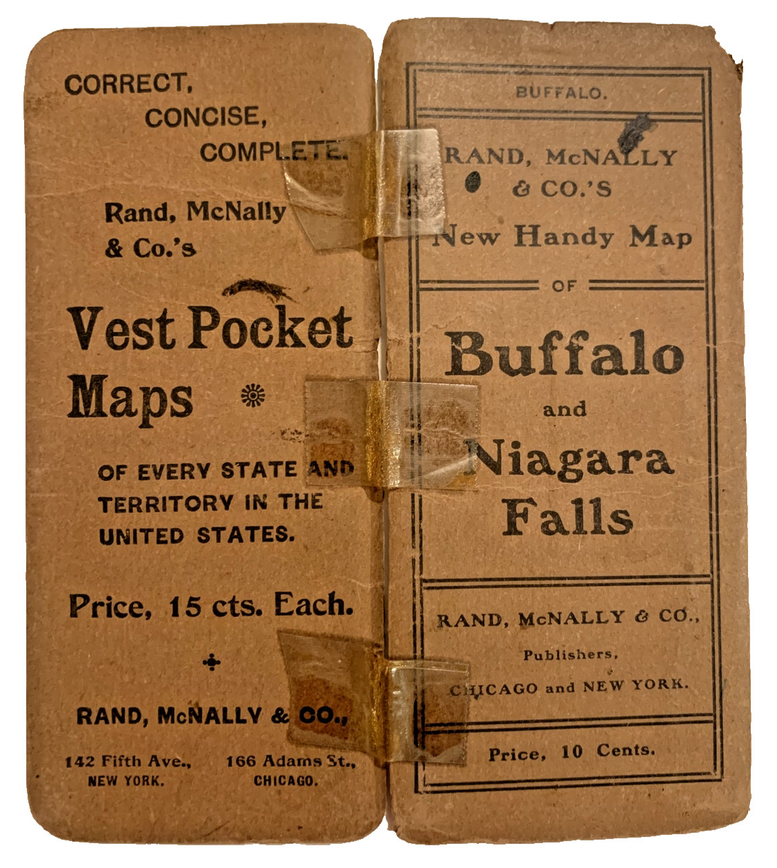 Antique Rand McNally Buffalo Niagara Falls Pocket Map Vest Map c1900s Ephemera