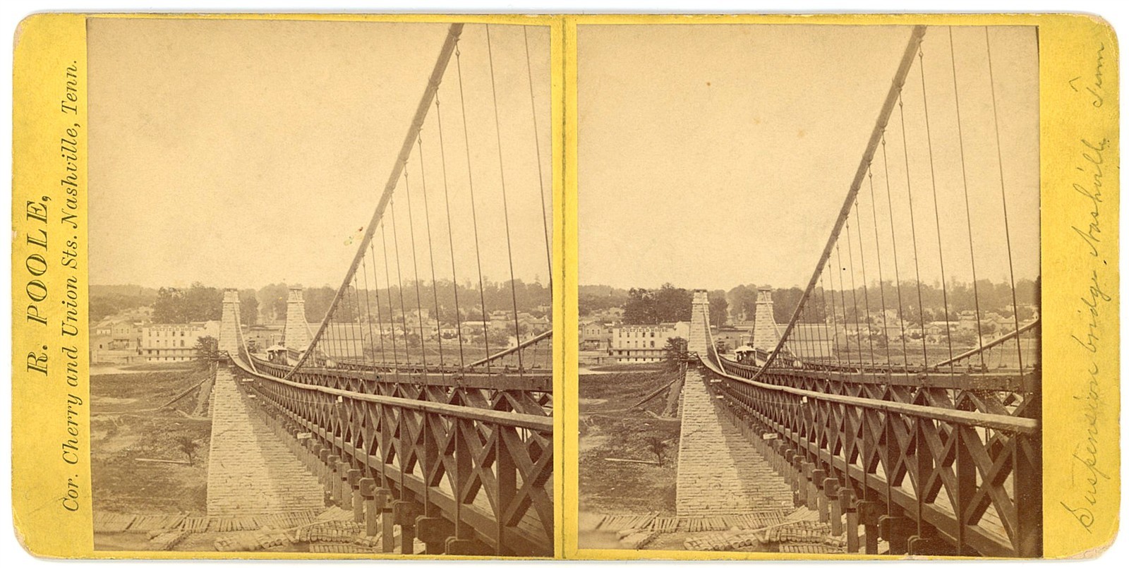 TENNESSEE STEREOVIEW - Nashville - Suspension Bridge - Rodney Poole 1870s RARE