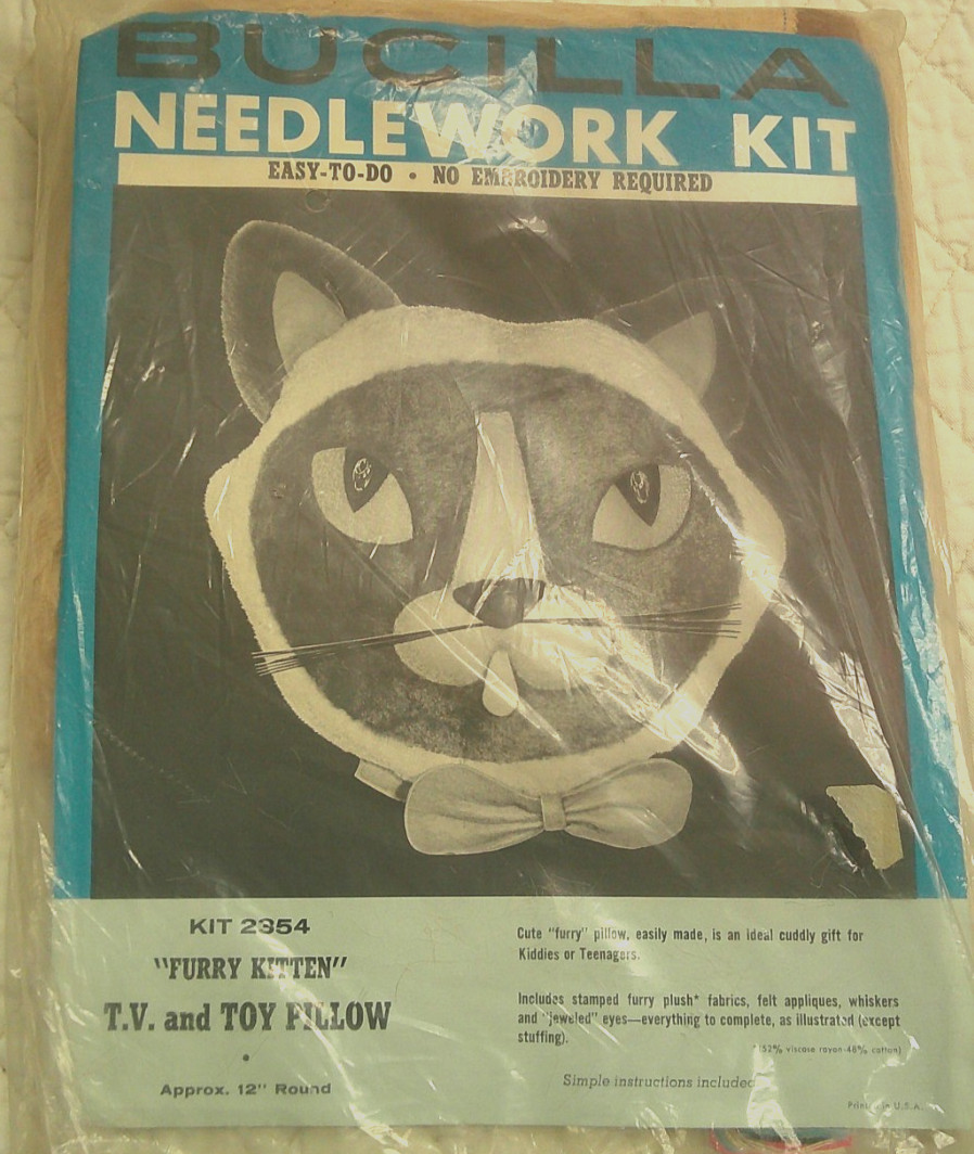 Vintage BUCILLA Furry Kitten Plush Kit 2354 NO Embroidery Needlework Kit NEW