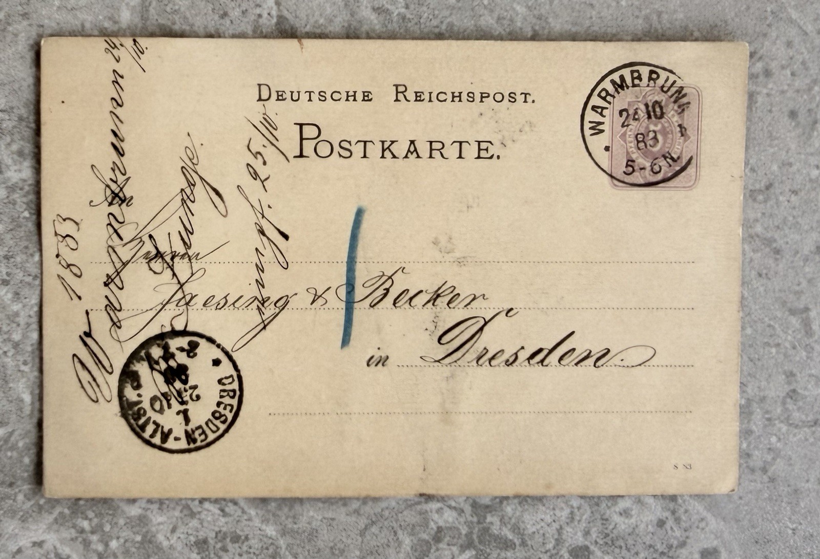 Dresden Germany Antique Postcard 1883