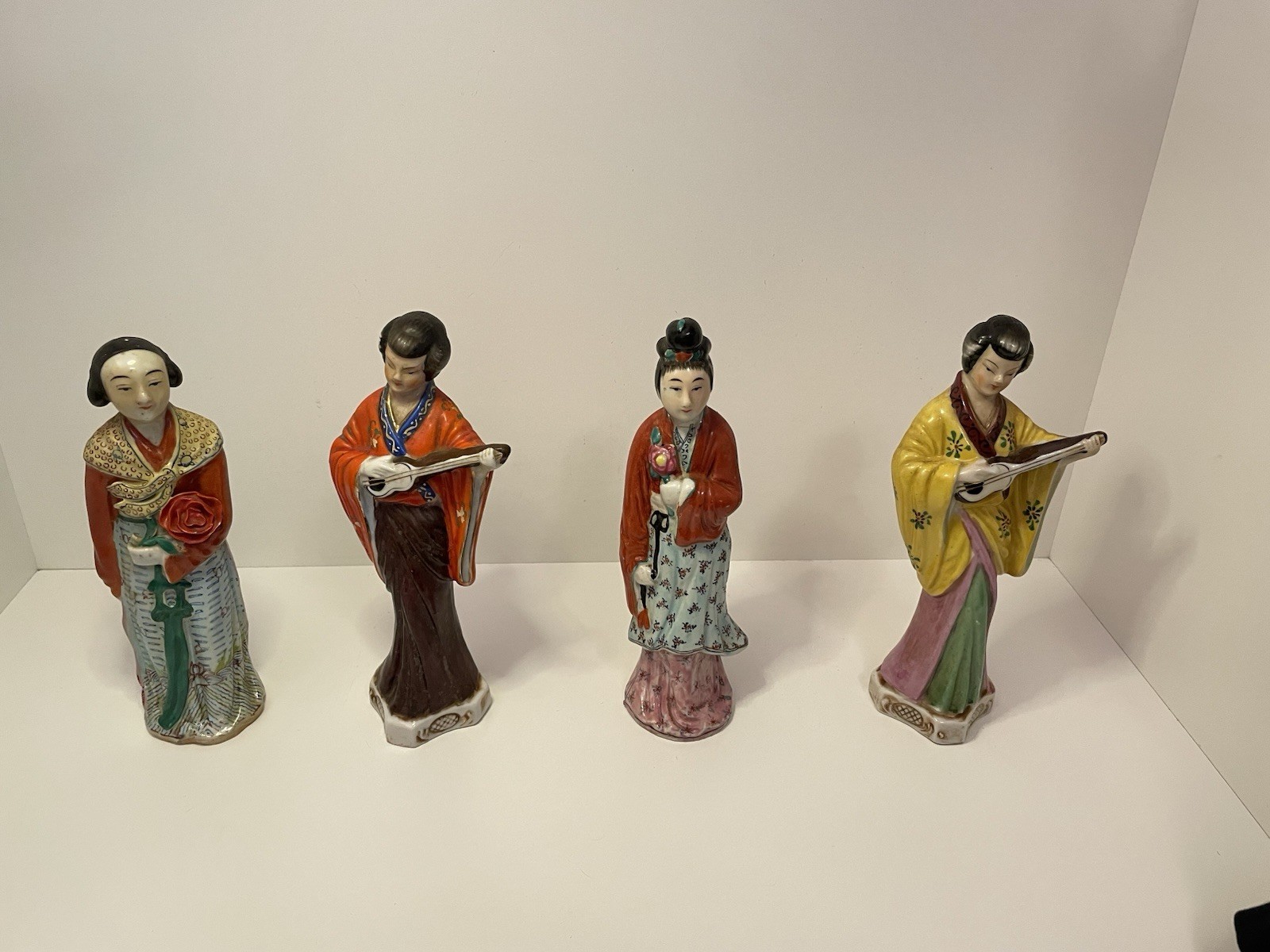 Lot Of 4 Vintage Chinese/Asian Porcelain 10”in High Figurines Preowned 