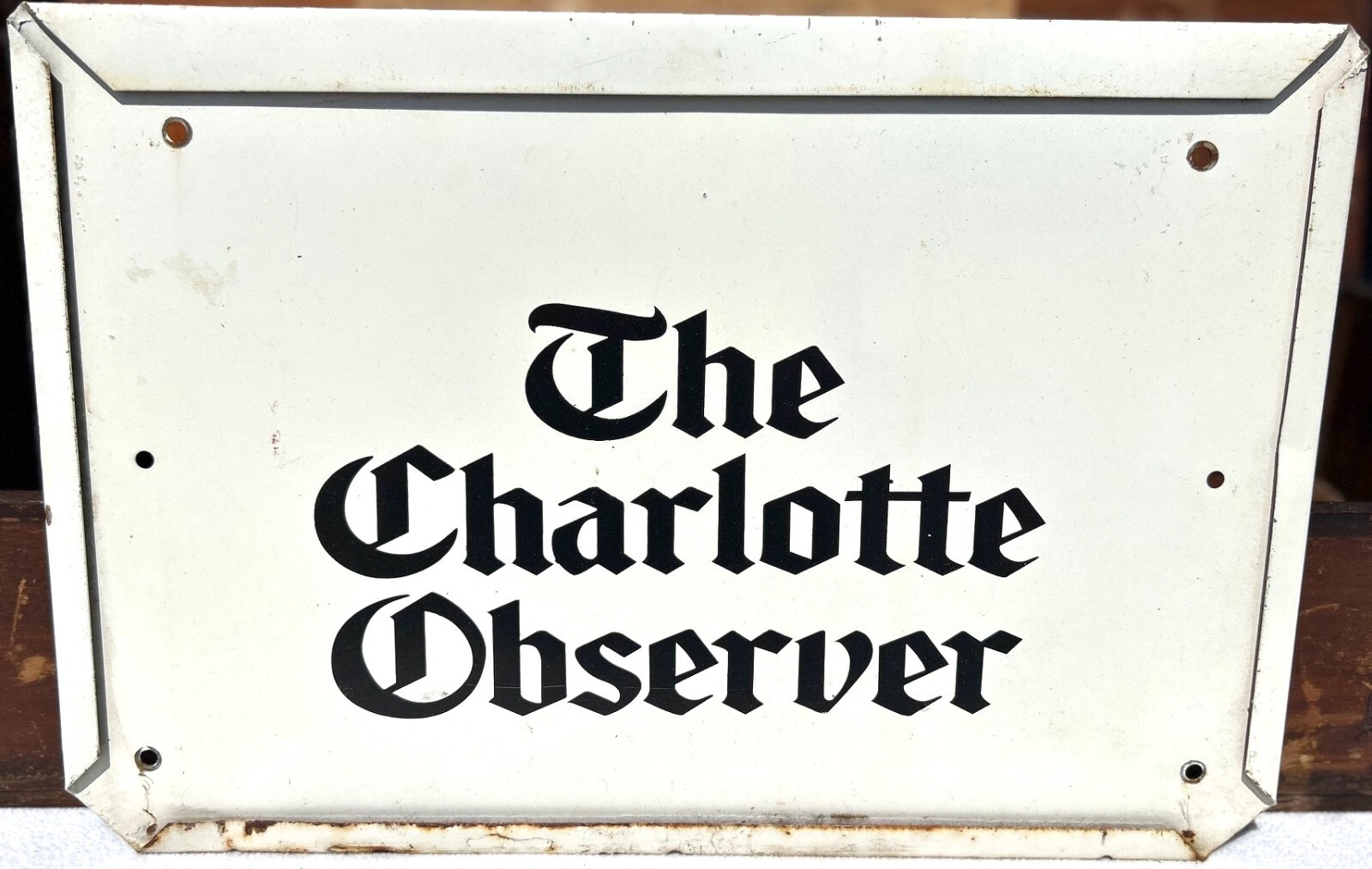 1960\'s THE CHARLOTTE OBSERVER Newspaper Metal Advertising Sign - Man Cave