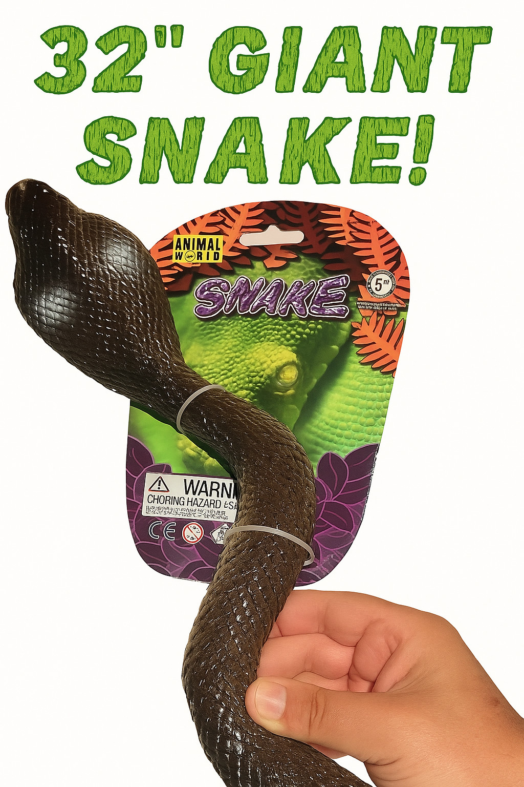 32” JUMBO COBRA SNAKE Rigid PVC Hard Rubber Fake Toy Prop Decor Prank Gag Scary