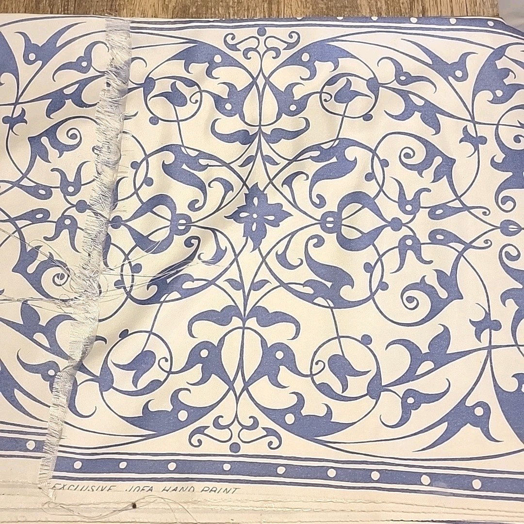12 Yds Vtg LEE JOFA Fiberglas REJA Handprint Fabric Curtain Drapery Blue Floral 12 Yds Vtg LEE JOFA Fiberglas REJA Handprint Fabric Curtain Drapery Blue Floral