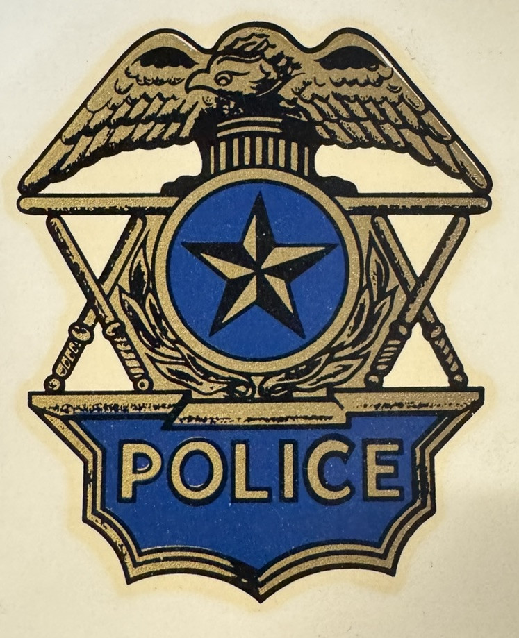 1 VTG BUCO SUPER SEER HARLEY blue/gold POLICE MOTORCYCLE HELMET DECAL