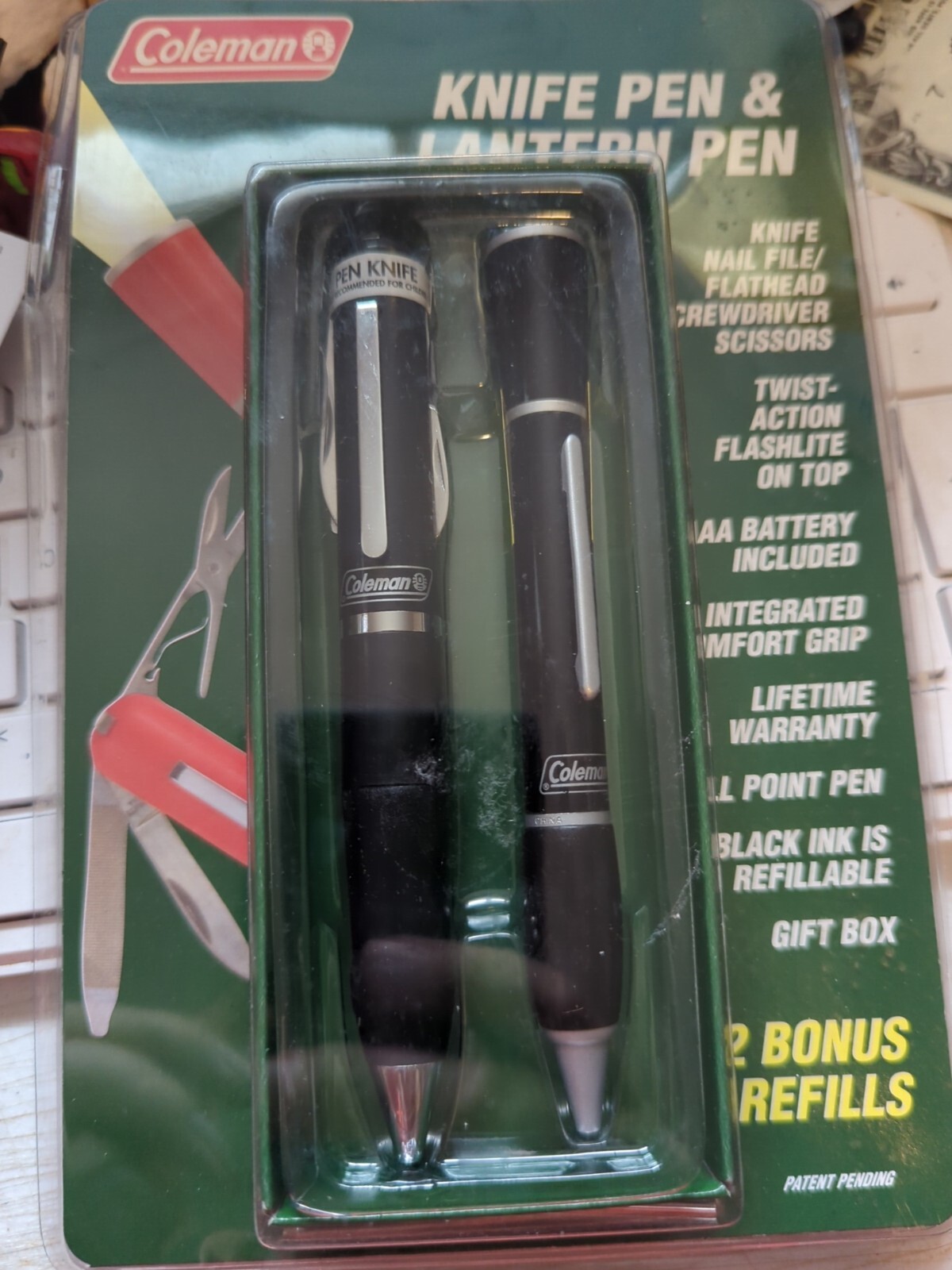 Rare COLEMAN PEN KNIFE & Lantern Pen Set Sealed Multi tool Scissors Screwdriver 