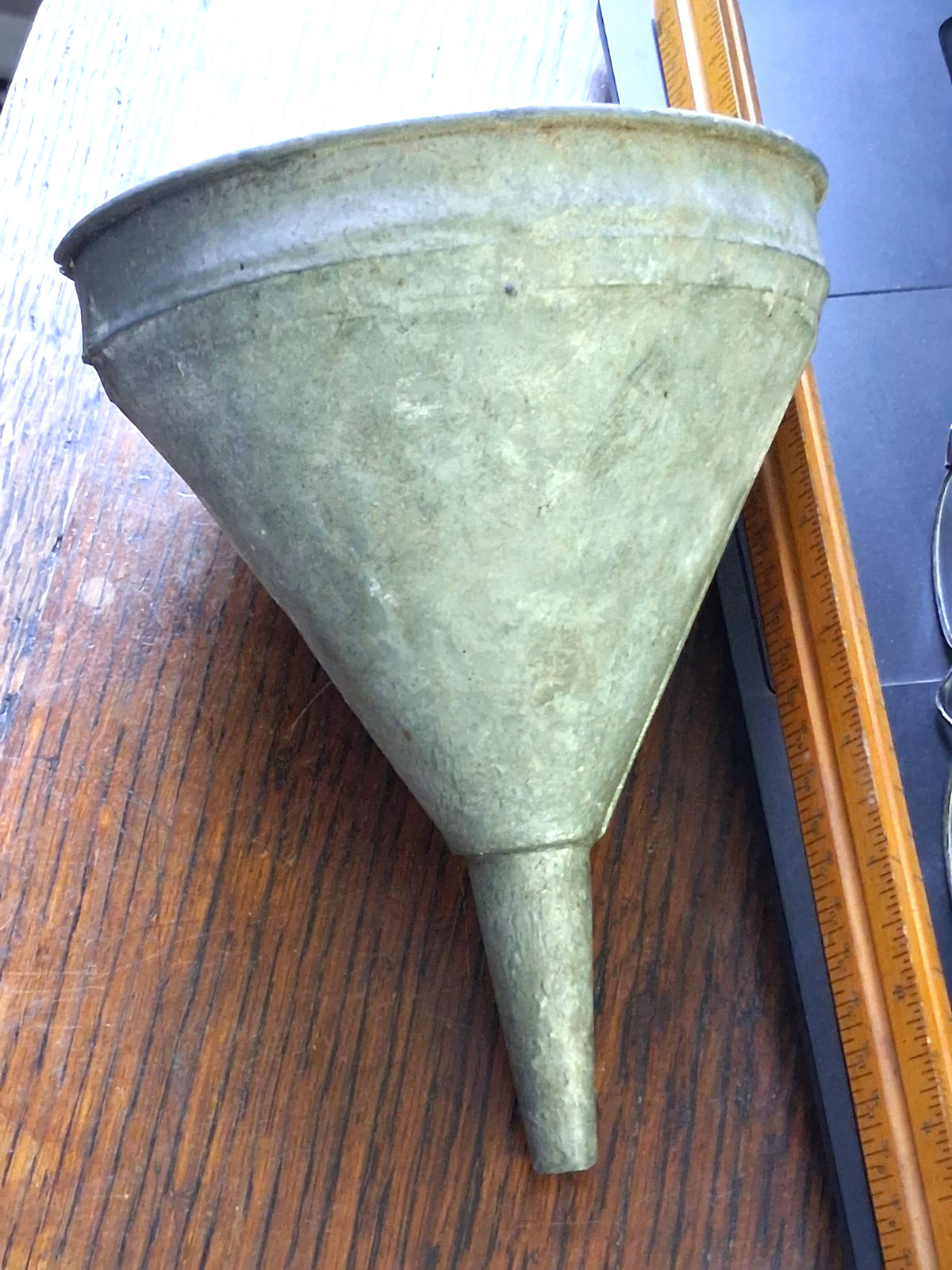 Vintage 1940s Old School Large Galvanized Metal Funnel Farm Garage Antique