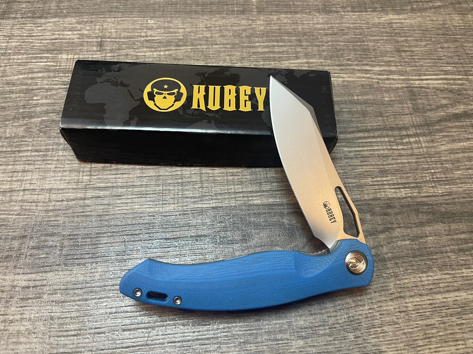 Kubey Drake Liner Lock Folding Knife, Blue G-10 Handles KB239D