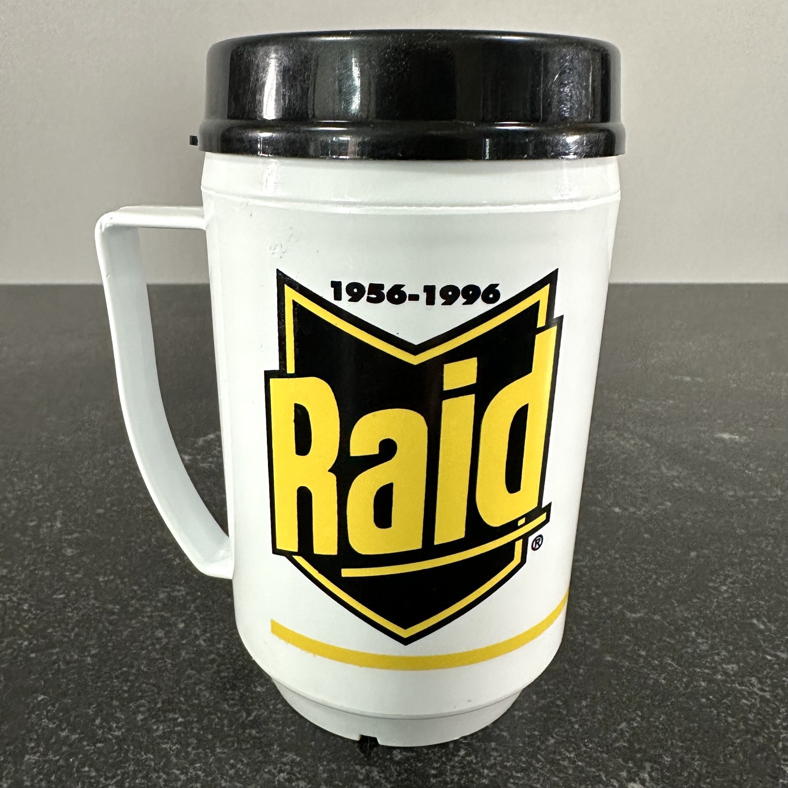 Vintage RAID 90's Advertising Travel Mug Cup Promotional Collectible