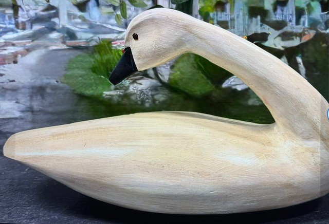 Beautiful Handcrafted Vintage Wooden Swan Decoy Figurine