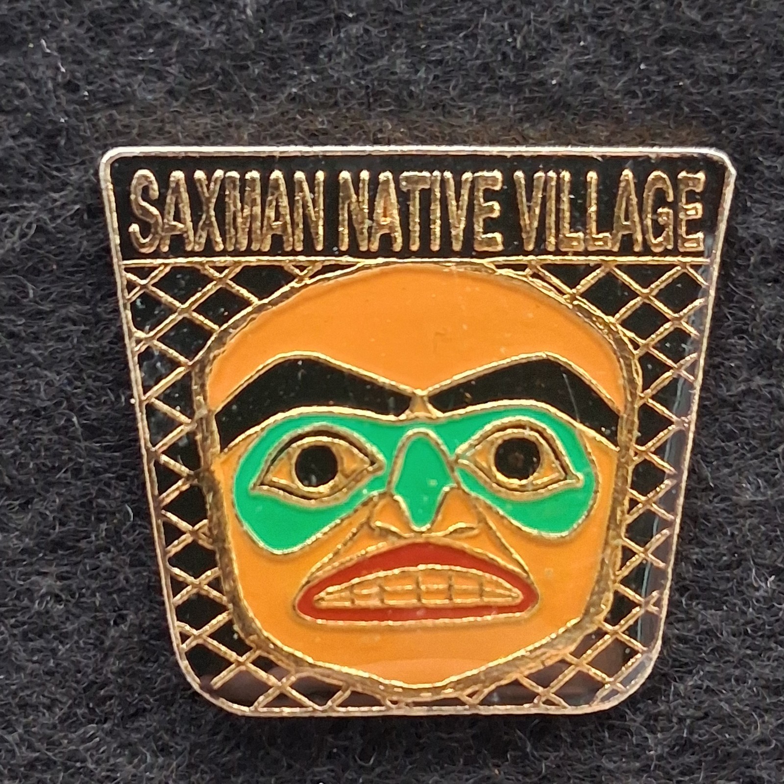 Vintage Saxman Native Village Souvenir Lapel Pin Souvenir